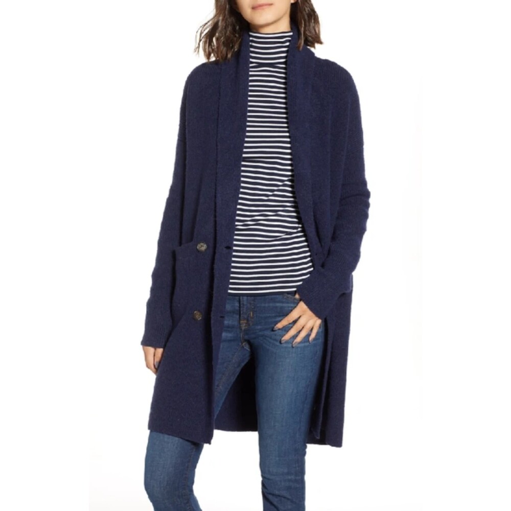 J. Crew Double Breasted Cardigan Jacket- Navy S